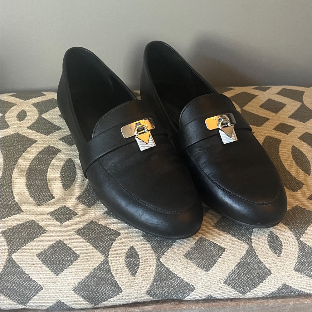 Black Loafers with Silver Buckle leather Michael Kors like new